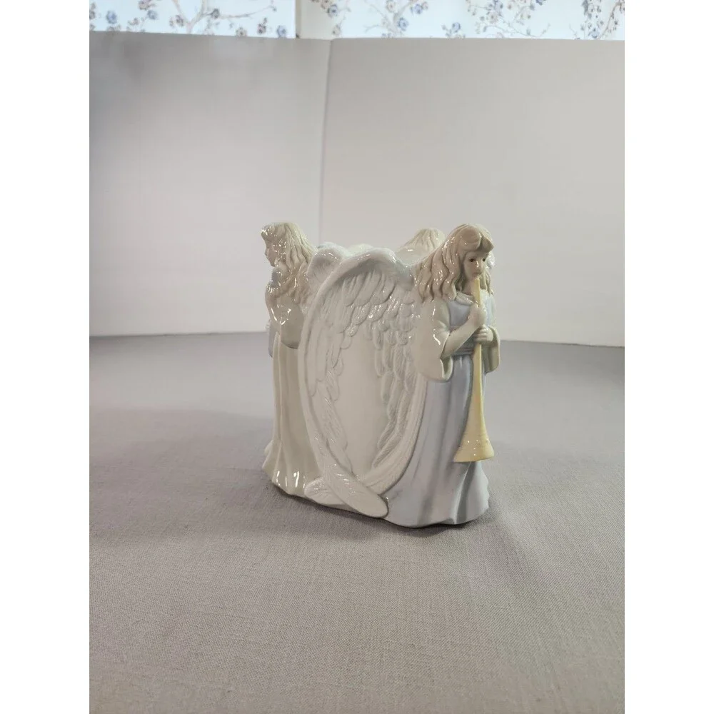 Ceramic Angel Choir Candle Holder Figurine Votive Tealight Pastel Color